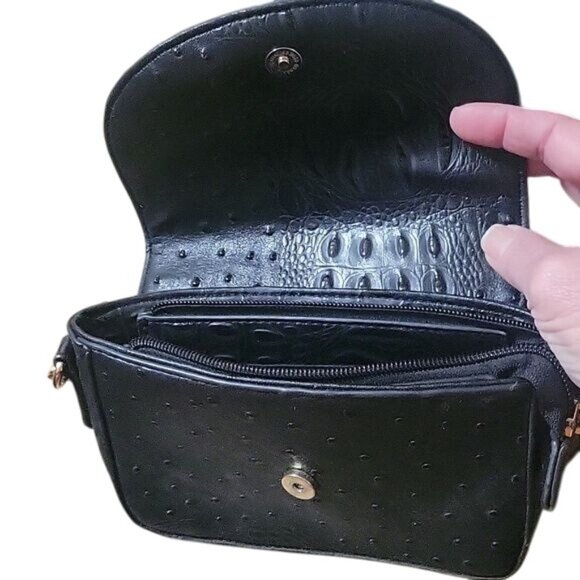 Black & Multicolor Textured Faux Leather Crossbody & Satchel Set With Zipper & M - Picture 3 of 9